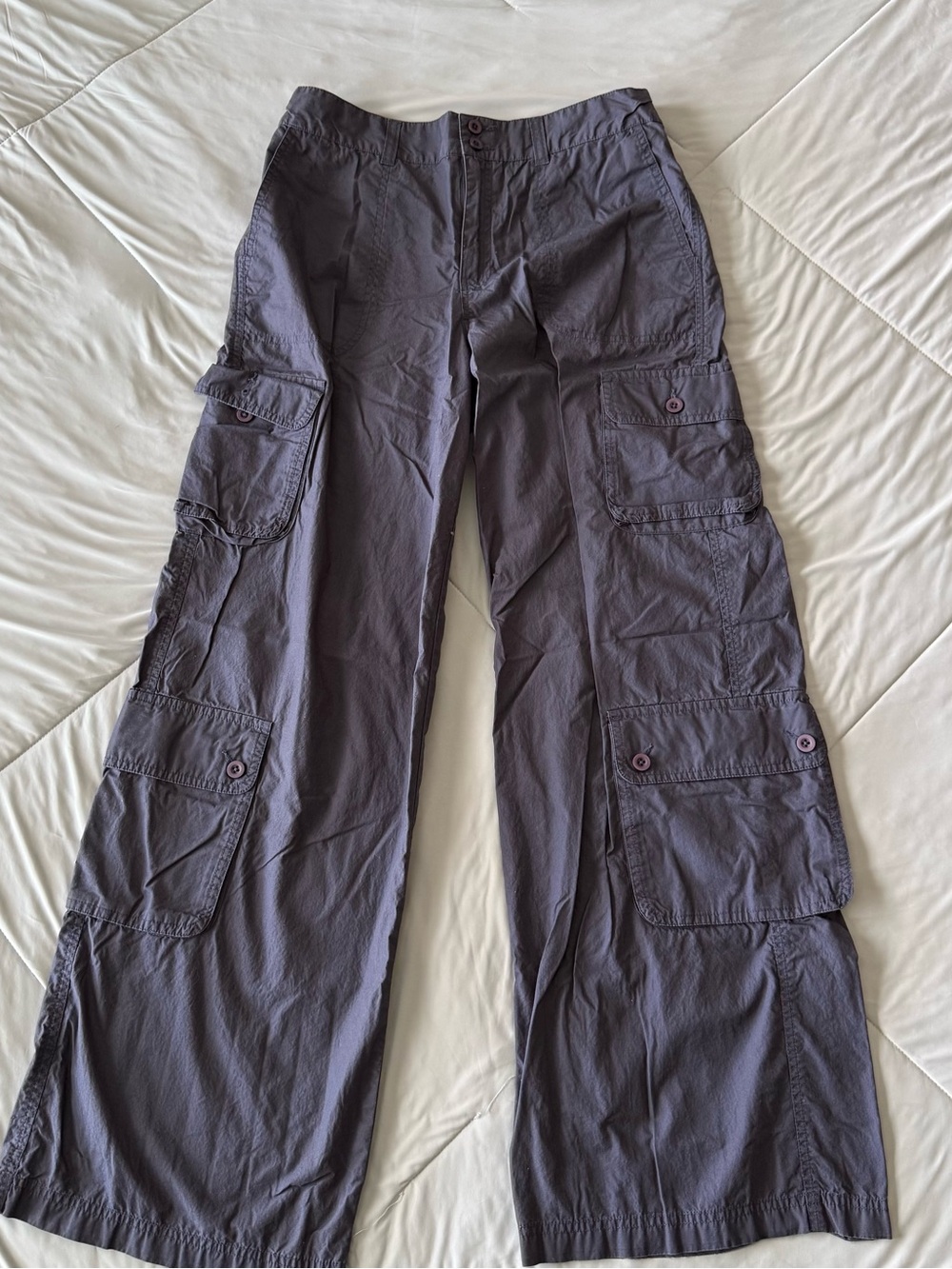 BP Cargo Pocket Pants in Dark Navy Gray Trendy Mid Rise Stretch Waistband